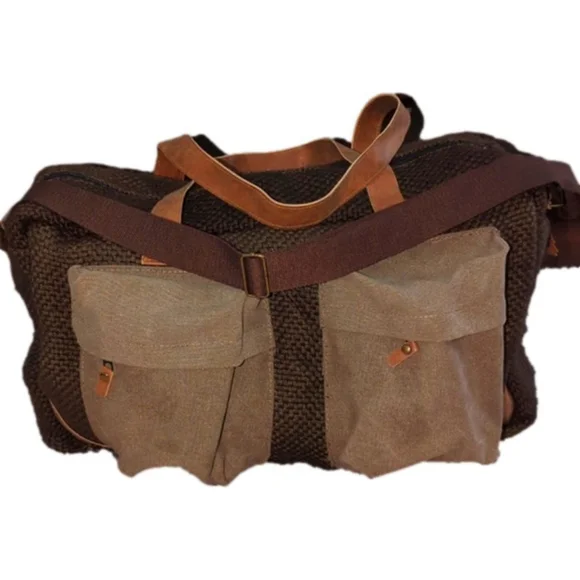 Barrel Shack Brown Mens Duffle Bag Overnight Tote Travel Bag - Picture 2 of 11